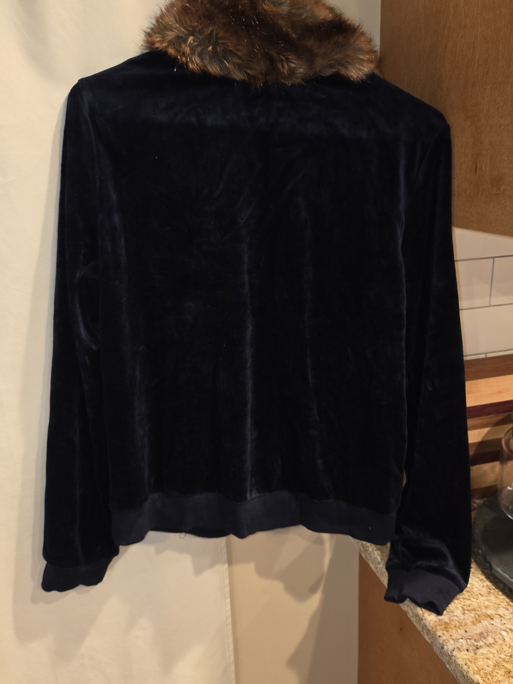 Ralph Lauren Velvet Bomber Jacket with Brown Faux Fur Collar - Picture 7 of 13